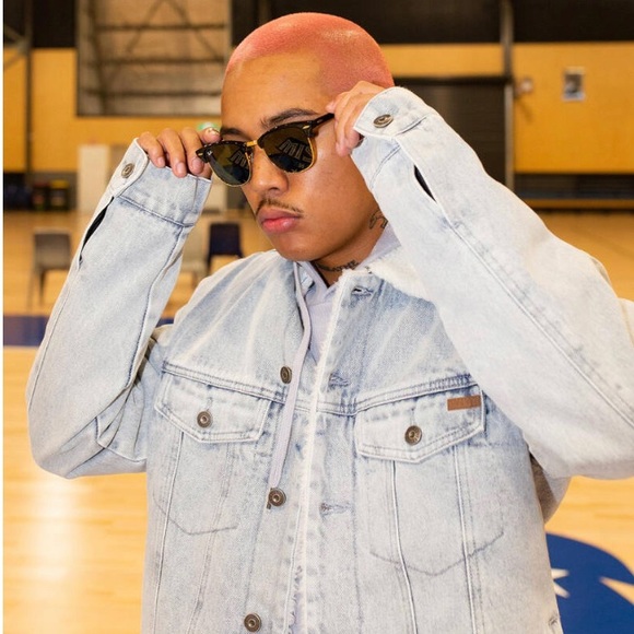 Ray Ban RB3016F Wrinkled Blue on Brown / Gray Gradient 55mm Sunglass - Picture 2 of 5